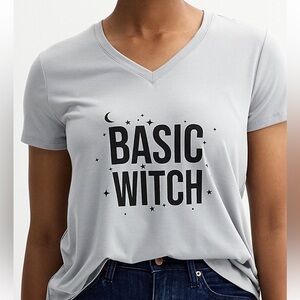 Basic Witch Short Sleeve V-Neck Graphic Tee